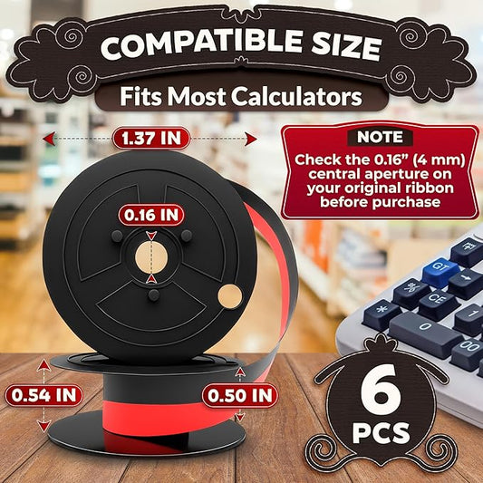 6 Pcs Sharp EL-1197PIII Calculator Ribbon – Canon MP11DX Calculator Rіbbon – Twin Spool Red/Black Replacement Ensures Sharp, Clear, Lasting and Smooth, Reliable Performance