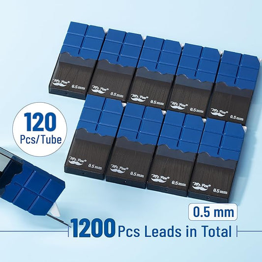 Mr. Pen- 0.5 Lead Refills, 10 Pack, 1200 pcs, 0.5 Lead Refill, 0.5 Mechanical Pencil 0.5 Refill