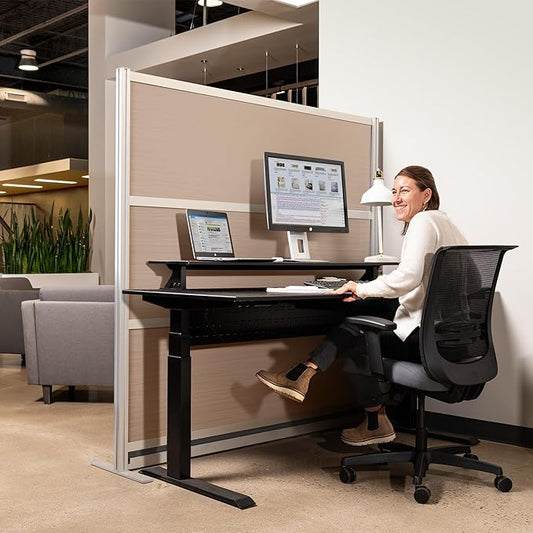 Stand Up Desk Store Oakwood Aesthetic Modular Walls | Room Divider Wall with Durable Woodgrain-Inspired Finish | Modular Office Partition Wall for Offices, Classrooms, and Coworking 70" W x 70" H