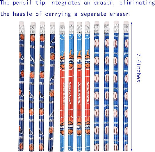 Jsehchya 72PCS Corlorful Wooden Football Pattern Cased Pencils for Kids Bulk with Erasers, Fun Cute for School,Drawing,Gift (pattern, 72)