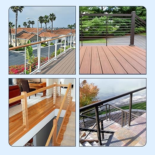 RiaYer 20 Pack 30 Degree Angle Protective Sleeves, Black Cable Railing Corner Protector Sleeve Beveled for 1/8" Wire Rope, T316 Marine Grade Cable Railing Kit with Two Drill Bit for Wood Posts HF039B