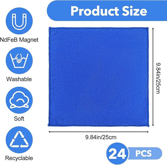 Kifmurase 24Pcs Magnetic Microfiber Cleaning Cloth, Microfiber Dry Erase Erasers, Reusable Cloth Whiteboard Eraser, Multipurpose Cleaning Cloths for Blackboards, Chalkboards, Glassboards, Home