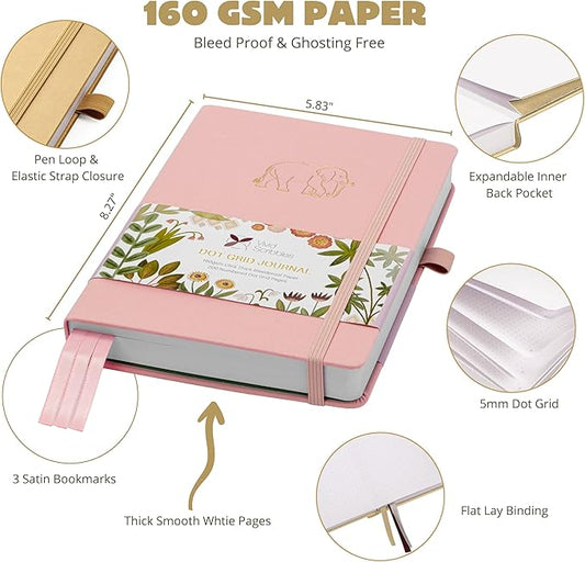 VIVID SCRIBBLES Dotted Journal Notebooks: Bullet Dotted Journal with 200 Numbered Dot Grid Pages, 160gsm Thick White Bleedproof Paper and 3 Sheets of Journal Stickers for Creatives