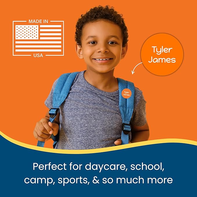 Name Bubbles - Basic Daycare Name Stickers for Kids (144 ct) - Personalized Waterproof Name Labels for School Supplies, Clothing Tags, Baby Bottles, All Ages - Washable Stick-On Labels (Solid Border)