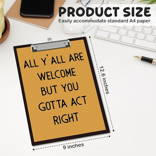APIILVPQ Retro Clipboard,Welcome Clipboards with Low Profile Clip for Office School Use, Vintage Wooden Clip Boards for Nurses Teachers Students - A06