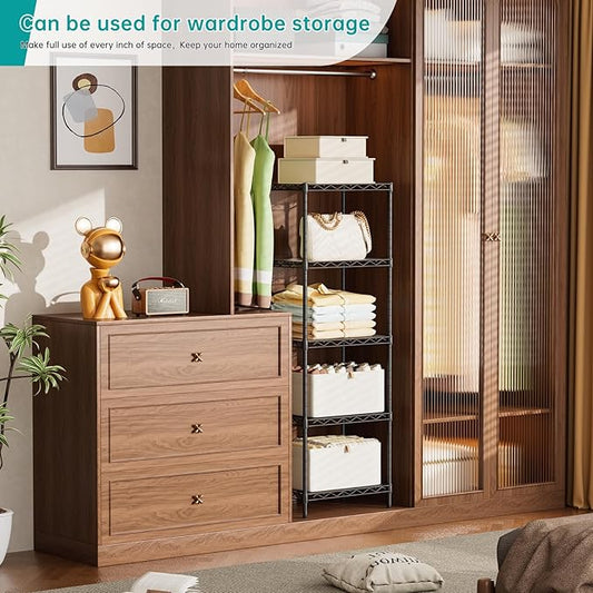 SINGAYE Shelf Closet Wire Shelving:Adjustable Metal Unit for Laundry Room Organization Bathroom Kitchen Home Storage with Wheels Small Pantry Rack Shelves