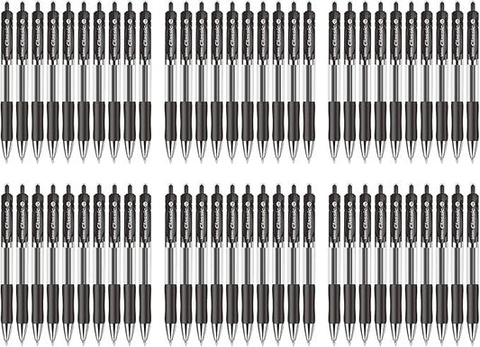 Lekreo Classic Retractable Gel Roller Pens, 0.7mm Fine Point (Black Ink - 60 Packs)
