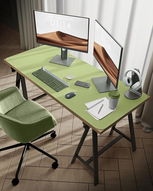 YSAGi Leather Desk Protector, Office Mat, Large Mouse Mat, Non-Slip PU Leather Blotter, Laptop Desk Pad, Waterproof Writing Pad for Office and Home (Peak Green, 47.2" x 23.6")