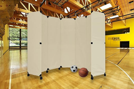 Versare MP10H Portable Folding Wall Partition | Economical 5 Panel Design | Portable Room Divider On Wheels | Adjustable, Freestanding Setup | Multiple Widths