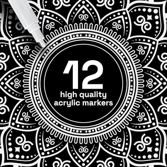 ARTISTRO 12 White Paint Pens for Glass Marking, Rock Painting, Ceramic, Wood, Fabric, Scrapbooking, DIY Craft Making, Coloring - Acrylic Paint Markers Medium Tip 3mm