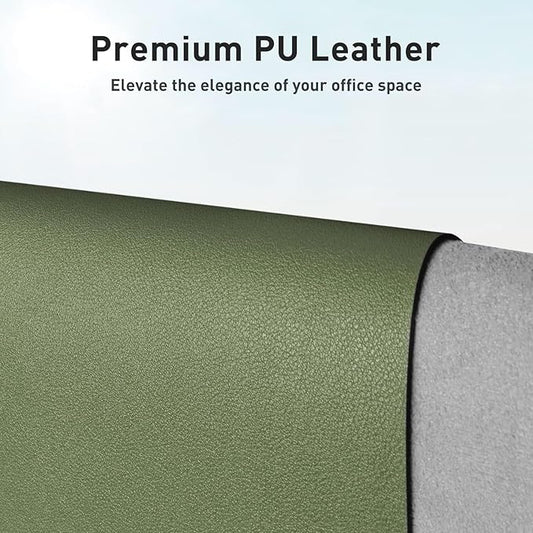 Aothia Leather Desk Pad Protector, Mouse Pad, Office Desk Mat, Non-Slip PU Leather Desk Blotter, Laptop Desk Pad, Waterproof Desk Writing Pad for Office and Home (31.5" x 15.7",Olive Green)