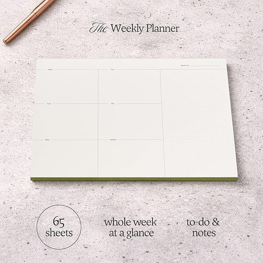 Weekly To-Do List Notepad – Desk Pad for Work and Study, Lime, 11.7x8.3 Inches