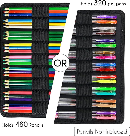 YOUSHARES Big Capacity Colored Pencil Case - 480 Slots large Pen Case Organizer with Multilayer Holder for Prismacolor Colored Pencils & Gel Pen (Green)