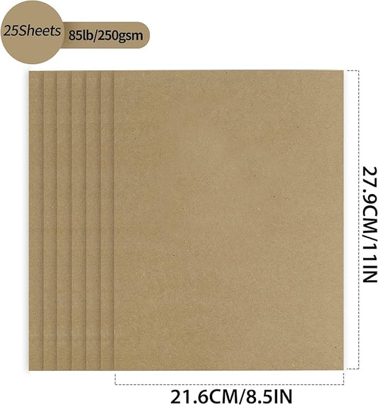 Brown Kraft Cardstock - 8.5'' x 11'' 85lb Cover Card Stock Heavyweight Paper Perfect for Scrapbooks/Art/Crafts/Christmas/New Year Cards 25 Sheets 250GSM UAP13KP