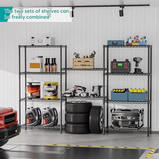 SINGAYE 5 Shelf Adjustable Heavy Duty Storage Shelving Unit 350 lbs per Shelf Steel Organizer Wire Rack Storage for Garage Office Pantry Ktichen Black 14" Dx36 Wx72 H