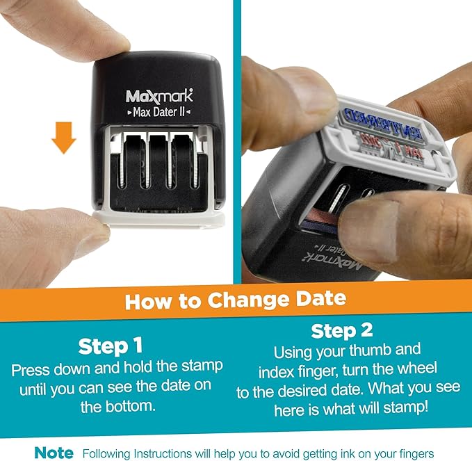 MaxMark Self-Inking Rubber Date Office Stamp with MAILED Phrase & Date - Black Ink (Max Dater II), 12-Year Band