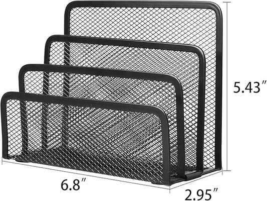 wishacc Desk Mail Organizer Small File Holders Letter Metal Mesh Document/Filing/Folders/Paper Organizer for Desktop