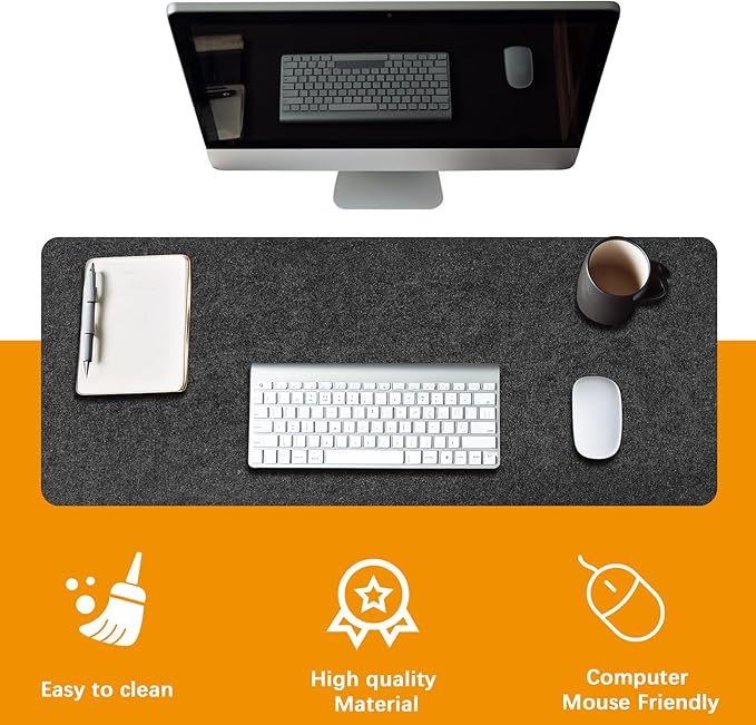 Large Felt Desk mat, 40''x16'' with Non-Slip Full Desk Mouse Pad,Office Computer Desk for Keyboard Mat,Felt Desk Mat for Desk Pad Protector(100x40cm)