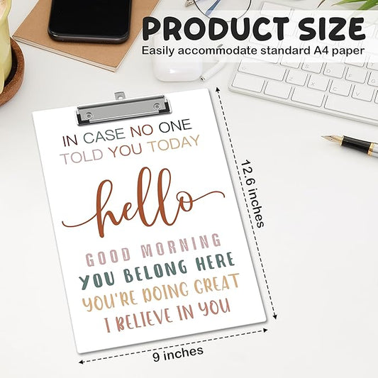 APIILVPQ Motivational Clipboard,Mental Health Clipboards with Low Profile Clip for Office School Use, Boho Wooden Clip Boards for Nurses Teachers Students - A10