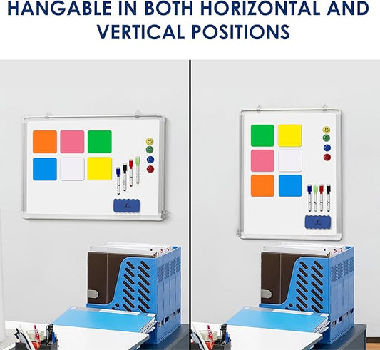 Whiteboard Set - 24 x 18 in Dry Erase Board with 1 Magnetic Eraser, 4 Dry Wipe Markers, 4 Magnets and 6 Magnetic Labels - Wall Hanging Reminder Kanban White Board for Home and Office (24x18 inch)