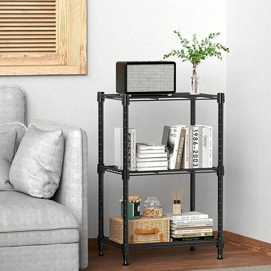 M MZG 450 lbs Steel Storage Shelving 3-Tier Utility Shelving Unit Steel Organizer Wire Rack for Home,Kitchen,Office (11.8" D x 17.7" W x 26.3" H) | 450 lbs, for Home, Kitchen, Office