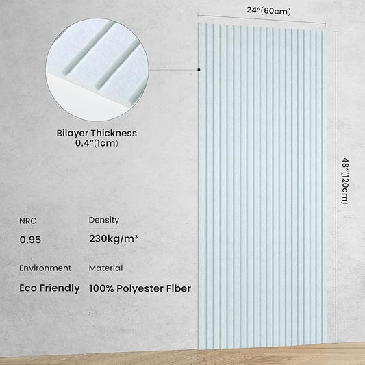 10 Pack Large Acoustic Panels,48 x 24 x 0.4 Inch Sound Proof Foam Panels for Walls,Premium Noise Dampening Panels,Sound Panels for Media Room, Office and Studio,White