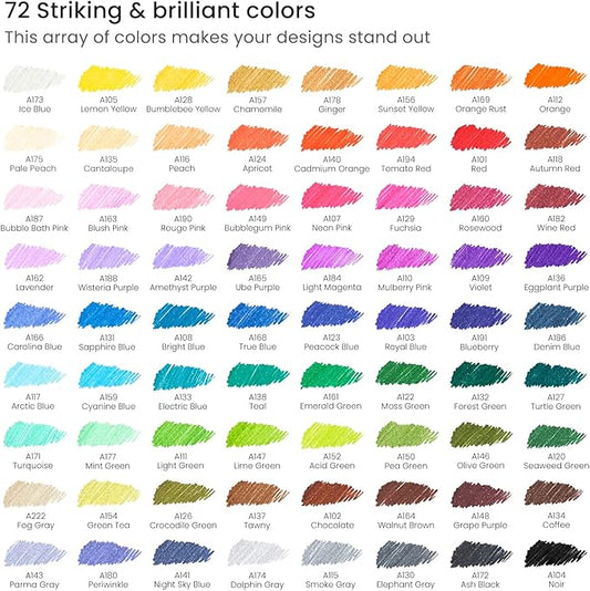 ARTEZA Inkonic Fineliners Pens, Set of 72, 0.4 mm Fine Tip Markers, Water-Based Art Pens for Drawing, Sketching, Journaling, Calligraphy