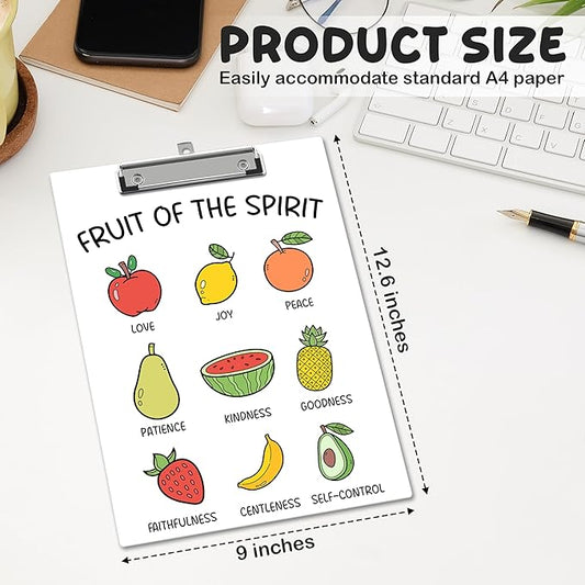 APIILVPQ Fruits Clipboard,Bible Verse Clipboards with Low Profile Clip for Office School Use, Inspirational Wooden Clip Boards for Nurses Teachers Students - A05