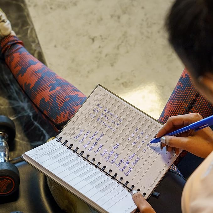 Nextnoid Hardcover Fitness Journal Workout Planner for Men & Women - A5 Sturdy Workout Log Book to Track Gym & Home Workouts - Dark Green