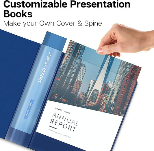 Dunwell Presentation Binder 48-Pocket, Displays 96 Pages, 8.5x11 Portfolio Binder with Plastic Sleeves, Storage and Organizer for Documents, Photos, Kids Artwork, Projects, Recipes (Blue)