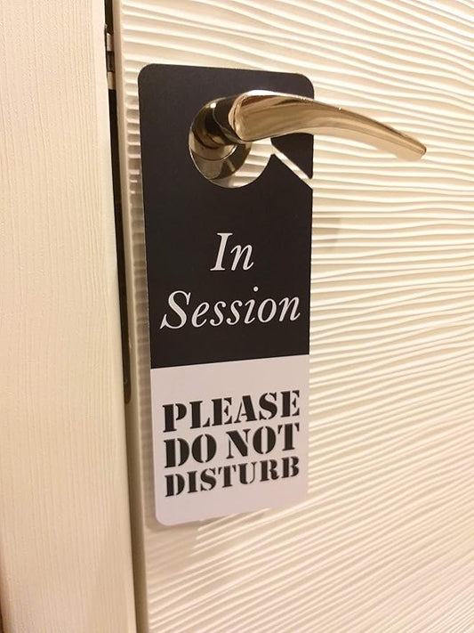 Business Design Do Not Disturb Sign - In Session, 2 Pack, Double Sided, Ideal for Offices, Online Sessions and Meetings, Online Classes, Home Offices, Counseling, Clinics, Therapy, Massage sessions