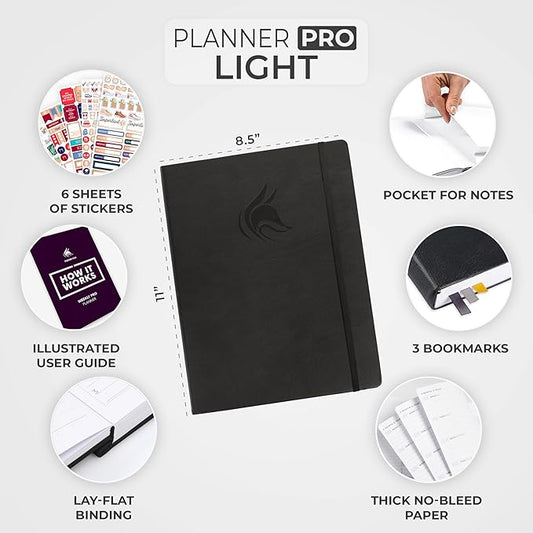 Clever Fox Planner PRO Light (Black, 8.5x11)