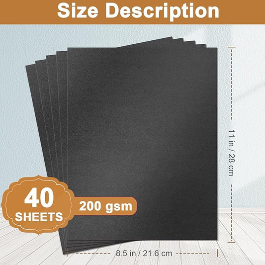 Silunkia 40 Sheets Black Shimmer Cardstock 8.5 x 11 Halloween Cards, 75lb Heavyweight Black Paper Card Stock for Card Making, greeting Cards, Wedding Invitations, Paper Crafting