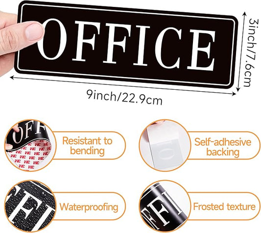 The Office Door Sign for Home and Business,Self-Adhesive Waterproof and Fade-Resistant Modern Office Sign Sticker for House,Business,Door, Window(Black)