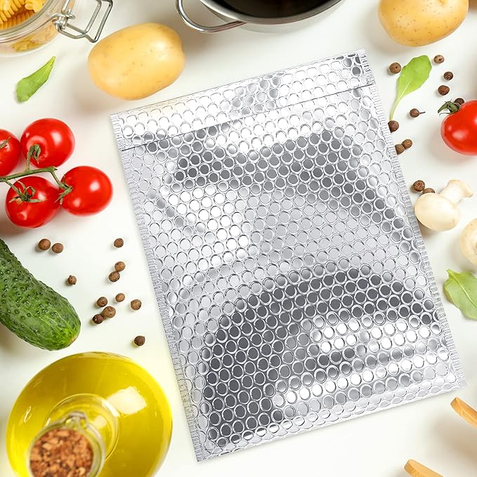 Amiff Silver Thermal Bubble Mailer, 11 x 15 Inches. 50 Pack Metallic Bubble Mailers. Self-Seal Insulated Mailers for Cold Shipping. Padded Envelopes Waterproof. Thermal Bag for Food, Cosmetics