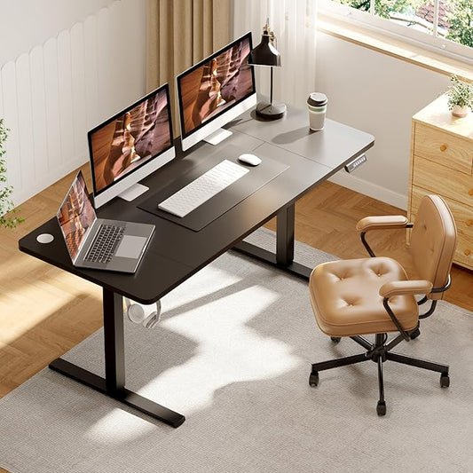 FitStand Adjustable Standing Desk, Large 79x31 Inches Standing Desk with Cable Management, Home Office Computer Desk with Memory Preset & Charging USB Port & Sedentary Reminder