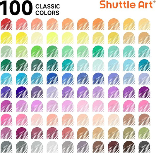 Shuttle Art Fineliner Colored Pens, 100 Colors 0.38mm Fine Point Pens with Stencils & Adult Coloring Books for Coloring, Drawing, Detailing, Writing Note Taking Calendar and Journal Art Projects