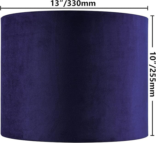 Dark Blue Velvet Drum Lamp Shade Modern Lampshade 13``Top×13``Bottom×10``High(Spider) Medium Lamp Shade for Table & Bedside Lamp Replacement Lampshades in Hand Crafted - By GO&SO