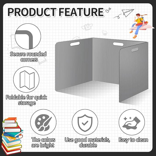 24 Pcs Desk Dividers for Students 14 × 17.5 × 14 Inch Plastic Durable and Waterproof Privacy Folders Shields Test Dividers with Classroom Privacy Boards for School Study Teacher Supplies (Gray)