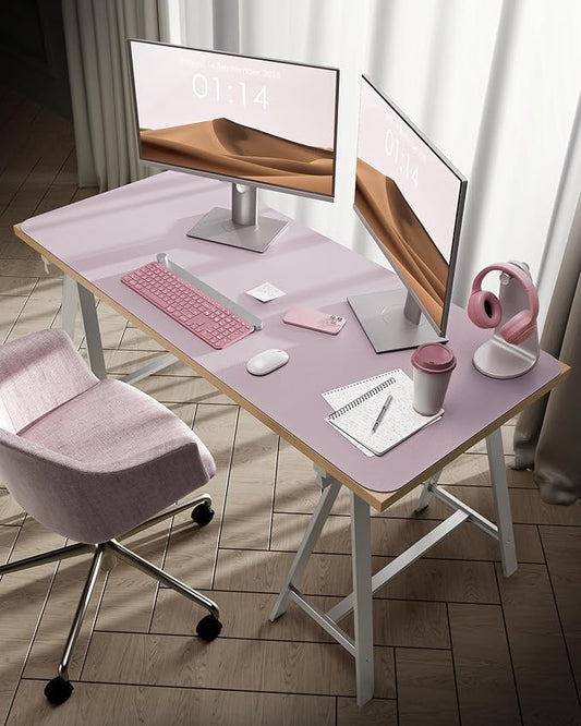 YSAGi Leather Desk Pad Protector, Office Desk Mat, Large Mouse Pad, Non-Slip PU Leather Desk Blotter, Laptop Desk Pad, Waterproof Desk Writing Pad for Office and Home(Grayish Lavender, 47.2" x 23.6")