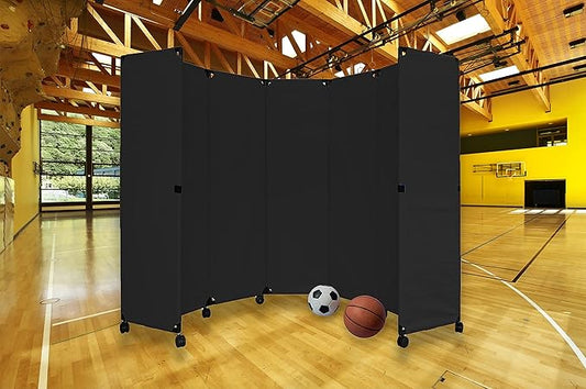 Versare MP10H Portable Folding Wall Partition | Economical 5 Panel Design | Portable Room Divider On Wheels | Adjustable, Freestanding Setup | Multiple Widths
