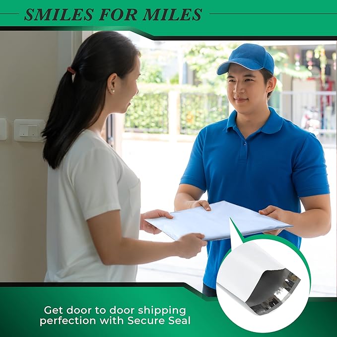 100 Pack Secure Seal White Poly Mailers - 19x24 Safe Shipping Bags - E-Commerce Self Sealing 2 Mil Poly Envelopes for Shipping