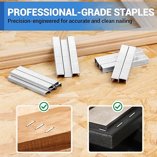 meite JT21 Staples, 1/4 Inch Galvanized Fine Wire Staples for Staple Gun - 7/16" Crown JT21 Staple Refill, Ideal for Upholstery, Crafts, Furniture (5 Packs)