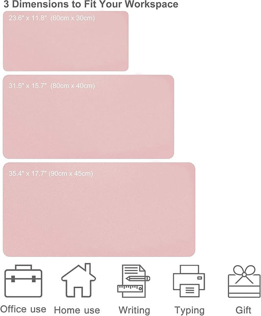 SUJAYU Dual Sided PU Leather Desk Pad, Mouse Pad, Office Desk Mat, Non-Slip Laptop Desk Pad, Waterproof Desk Writing Pad for Office and Home (35.4" x 17.7", Pink+Silver)