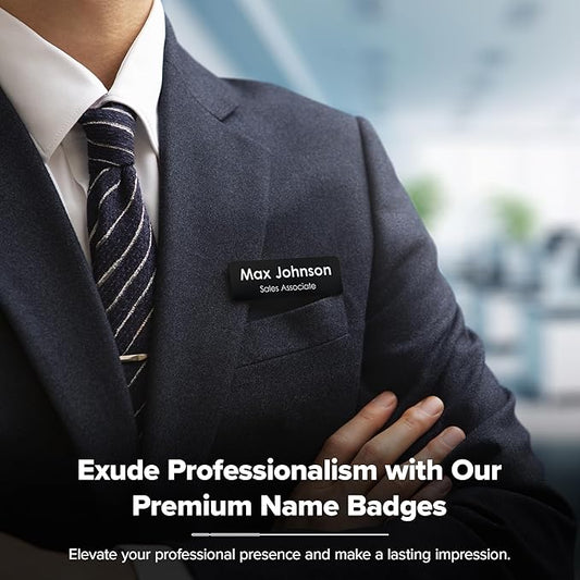 Name Tag, Magnetic Black and White Name Tags, Personalized Name Tags, 1x3 Inches, Durable Engravable Impact Material, Made in The USA by My Sign Center