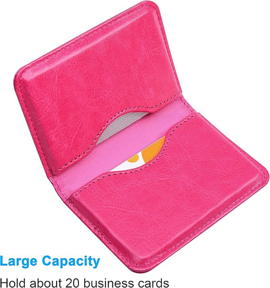 Wisdompro Business Card Holder, 2-Sided PU Leather Folio Name Card Holder Wallet Case with Magnetic Shut for Men and Women, Ultra Slim and Thin