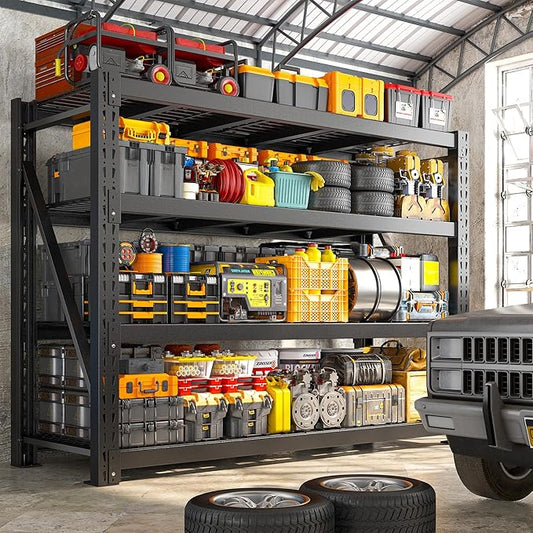 Bepatio 11000LBS Industrial Garage Shelving Heavy Duty, 4-Tier Adjustable Storage Shelves Metal Shelving, Industrial Shelving for Basement Warehouse Commercial Garage Shop, 72" H× 60" W × 24" D, Black
