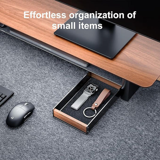 UPERGO Walnut Desk Tray Organizer with Drawer