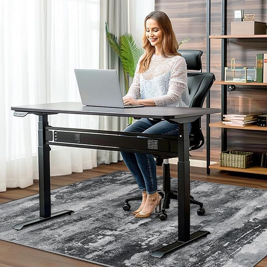 Office Chair Mat for Hardwood Tile Floor, Abstract 48"X 60" Desk Mats for Office Chair on Rolling Chairs Carpet, Desk Anti-Slip 1/5" Thick Rug for Computer Chair, Thin Low-Pile Floor Mat, Dark