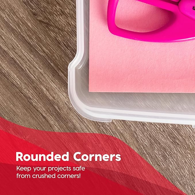 IRIS USA Board Game Storage Craft Organizer Box with Snap-Tight Latch Lid, 10-Pack Portable Plastic Case Bin for Puzzles, Magazines, Hobbies, Art Supplies, Fits 8.5" x 11" & A4 Papers, Slim, Clear